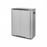 Cos de gunoi Brabantia Bo Pedal 1003192, 2x30 L, Inchidere lina, Baza antiderapanta, Rezistent la amprente, Inox/mat