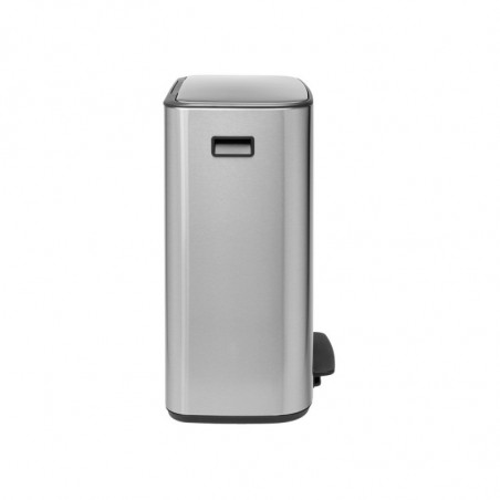 Cos de gunoi Brabantia Bo Pedal 1003192, 2x30 L, Inchidere lina, Baza antiderapanta, Rezistent la amprente, Inox/mat