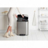 Cos de gunoi Brabantia Bo Pedal 1003192, 2x30 L, Inchidere lina, Baza antiderapanta, Rezistent la amprente, Inox/mat