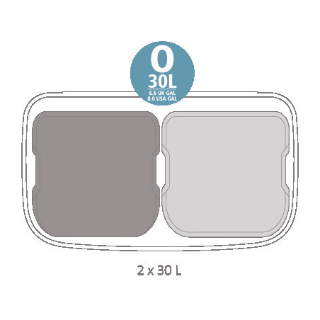 Cos de gunoi Brabantia Bo Pedal 1003192, 2x30 L, Inchidere lina, Baza antiderapanta, Rezistent la amprente, Inox/mat