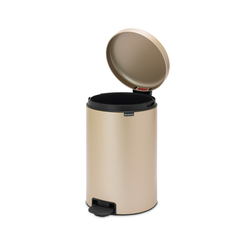Cos de gunoi cu pedala Brabantia NewIcon 1003205, 20 L, Inchidere lina, Baza antiderapanta, Auriu metalic