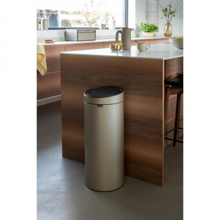 Cos de gunoi Brabantia Touch Bin New 1003221, 30 L, Inchidere silentioasa si lina, Auriu metalic