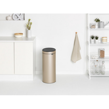 Cos de gunoi Brabantia Touch Bin New 1003221, 30 L, Inchidere silentioasa si lina, Auriu metalic