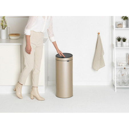 Cos de gunoi Brabantia Touch Bin New 1003221, 30 L, Inchidere silentioasa si lina, Auriu metalic