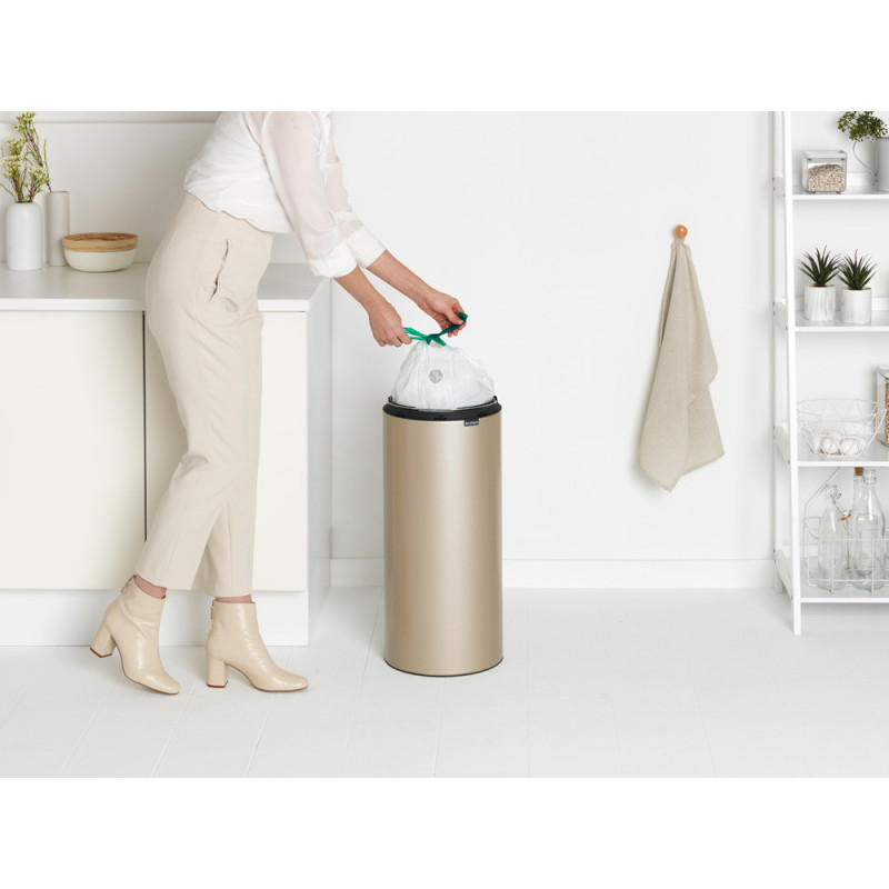 Cos de gunoi Brabantia Touch Bin New 1003221, 30 L, Inchidere silentioasa si lina, Auriu metalic