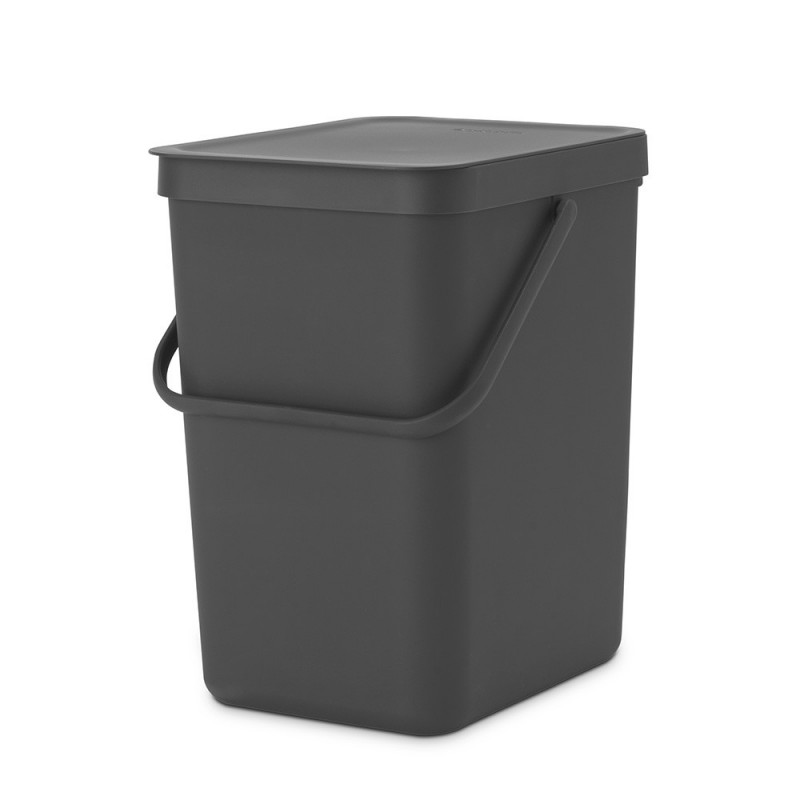 Cos de gunoi colectare selectiva Brabantia Sort&Go 1003237, 25 L, Maner, Montabil pe perete, Gri inchis