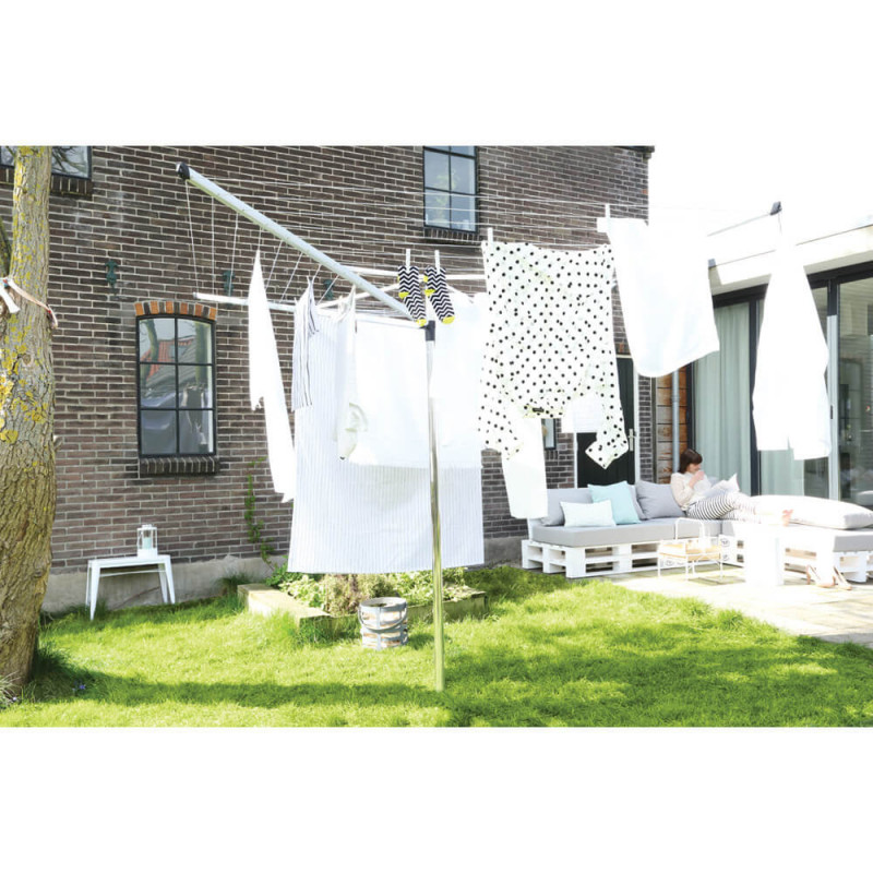 Uscator de rufe pentru exterior Brabantia TopSpinner 1003461, 50 m, Suport metalic, Rezistent la coroziune, Inox