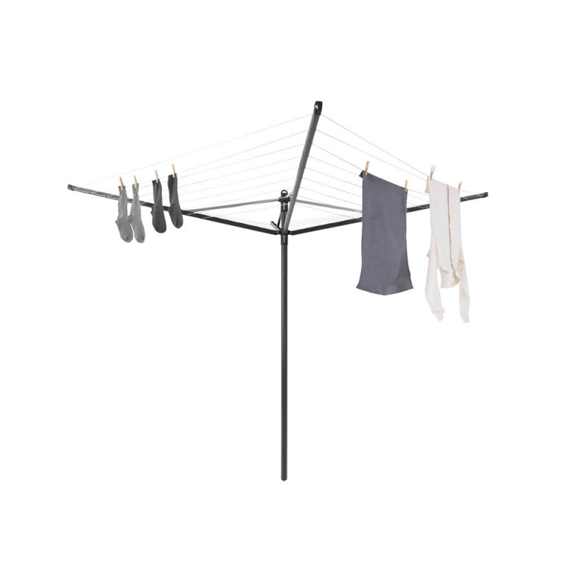 Uscator de rufe pentru exterior Brabantia Lift-O-Matic 1003464, 50 m, Inaltime reglabila, Baza betonare, Rezistent la coroziune, Negru
