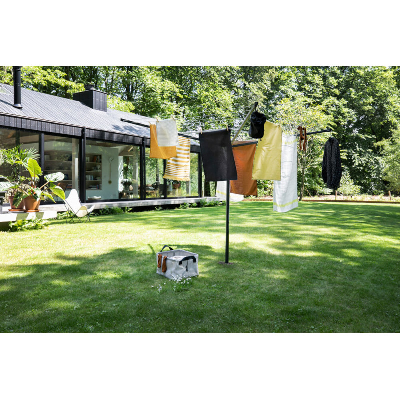 Uscator de rufe pentru exterior Brabantia Lift-O-Matic 1003464, 50 m, Inaltime reglabila, Baza betonare, Rezistent la coroziune, Negru