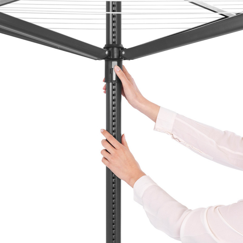 Uscator de rufe pentru exterior Brabantia Lift-O-Matic 1003467, 50 m, Inaltime reglabilă, Baza pentru betonare, Husa, Geanta clesti, Rezistent la coroziune, Negru