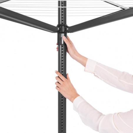 Uscator de rufe pentru exterior Brabantia Lift-O-Matic 1003467, 50 m, Inaltime reglabilă, Baza pentru betonare, Husa, Geanta clesti, Rezistent la coroziune, Negru