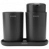 Set accesorii baie Brabantia ReNew 1003491, 3 piese, 250 ml, Rezistent la coroziune, Gri inchis