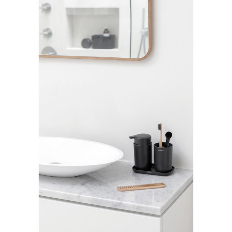 Set accesorii baie Brabantia ReNew 1003491, 3 piese, 250 ml, Rezistent la coroziune, Gri inchis