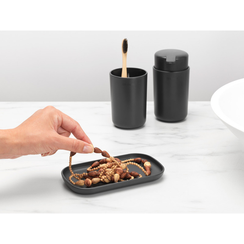 Set accesorii baie Brabantia ReNew 1003491, 3 piese, 250 ml, Rezistent la coroziune, Gri inchis