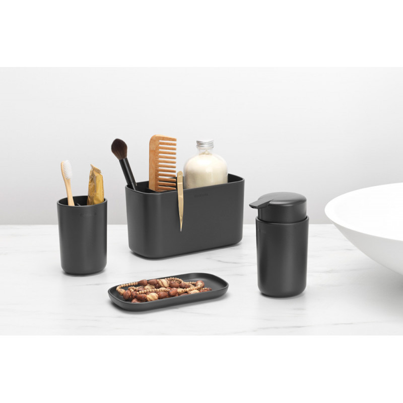 Set accesorii baie Brabantia ReNew 1003491, 3 piese, 250 ml, Rezistent la coroziune, Gri inchis
