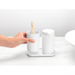Set accesorii baie Brabantia ReNew 1003492, 3 piese, 250 ml, Rezistent la coroziune, Alb