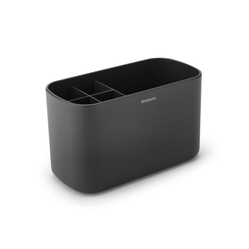 Organizator periute de dinti Cutie Brabantia ReNew 1003493, Rezistent la coroziune, Separator intern, Baza antiderapanta, Gri inchis