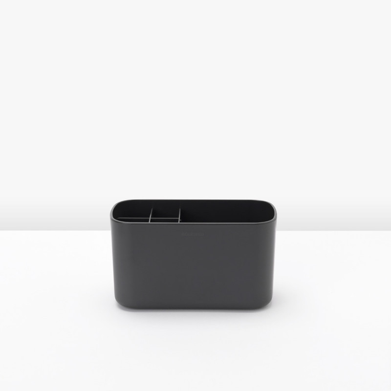Organizator periute de dinti Cutie Brabantia ReNew 1003493, Rezistent la coroziune, Separator intern, Baza antiderapanta, Gri inchis