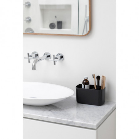 Organizator periute de dinti Cutie Brabantia ReNew 1003493, Rezistent la coroziune, Separator intern, Baza antiderapanta, Gri inchis
