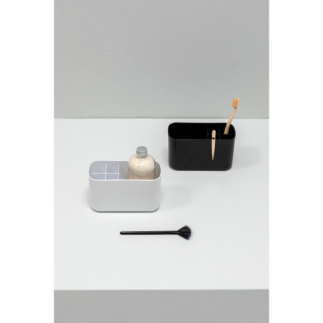 Organizator periute de dinti Cutie Brabantia ReNew 1003493, Rezistent la coroziune, Separator intern, Baza antiderapanta, Gri inchis