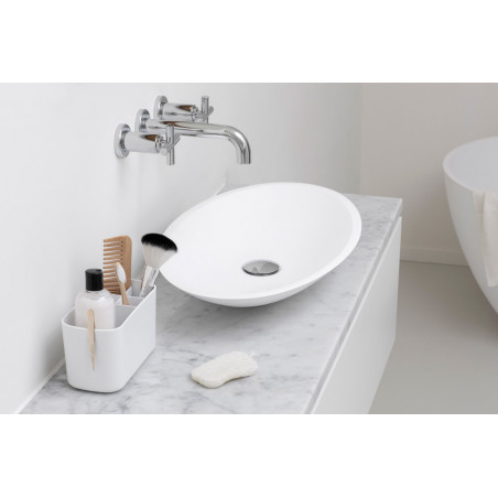 Organizator pentru periute de dinti Brabantia ReNew 1003494, Rezistent la coroziune, Separator intern, Baza antiderapanta, Alb