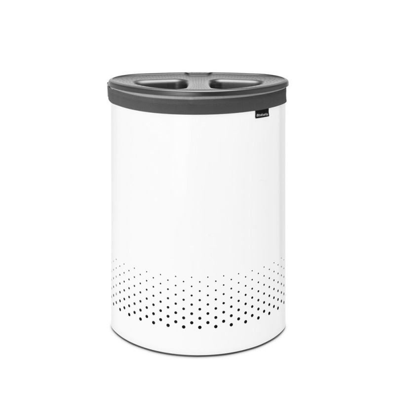 Cos de rufe Brabantia Selector 1003787, 55 L, 2 compartimente, Orificii aerisire, Umplere fara deschidere, Alb