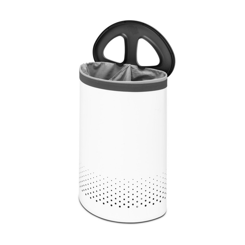 Cos de rufe Brabantia Selector 1003787, 55 L, 2 compartimente, Orificii aerisire, Umplere fara deschidere, Alb
