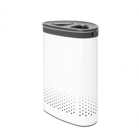 Cos de rufe Brabantia Selector 1003787, 55 L, 2 compartimente, Orificii aerisire, Umplere fara deschidere, Alb