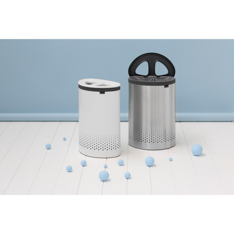 Cos de rufe Brabantia Selector 1003787, 55 L, 2 compartimente, Orificii aerisire, Umplere fara deschidere, Alb