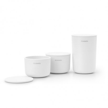 Set de depozitare Brabantia ReNew 1004129, 3 piese, Fund moale anti-alunecare, Alb