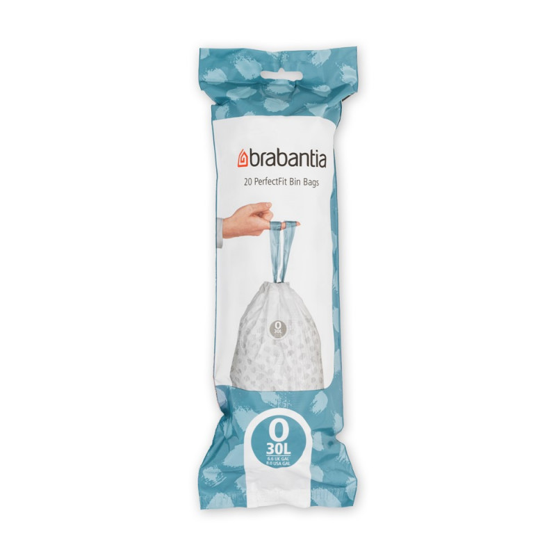 Saci de gunoi Brabantia PerfectFit FlatBack+/Bo 1004144, dimensiune O, 30 l, 20 buc, alb
