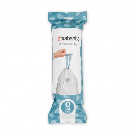 Saci de gunoi Brabantia PerfectFit FlatBack+/Bo 1004144, dimensiune O, 30 l, 20 buc, alb