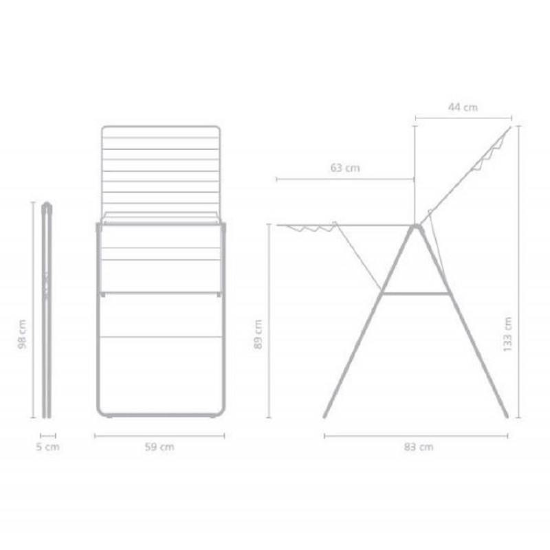 Uscator de rufe Brabantia Hangon 1004164, 20 m, 6 umerase, Reglabil, Blocare copii, Alb