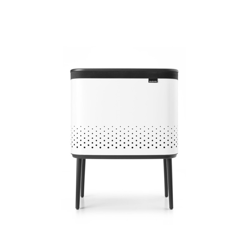 Cos de rufe Brabantia Bo 1004174, 60 L, Umplere fara deschidere, Orificii aerisire, Picioare reglabile, Alb