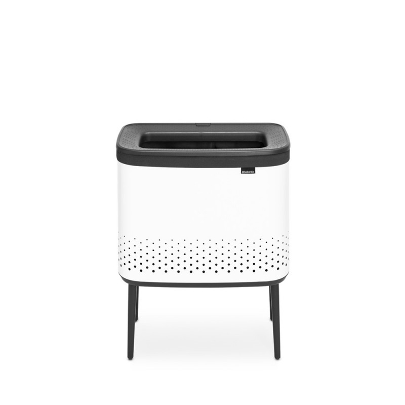 Cos de rufe Brabantia Bo 1004174, 60 L, Umplere fara deschidere, Orificii aerisire, Picioare reglabile, Alb