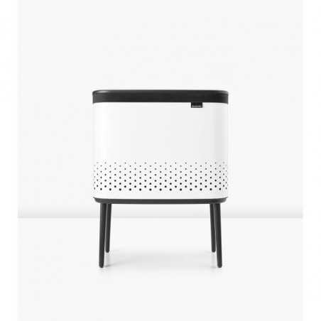 Cos de rufe Brabantia Bo 1004174, 60 L, Umplere fara deschidere, Orificii aerisire, Picioare reglabile, Alb