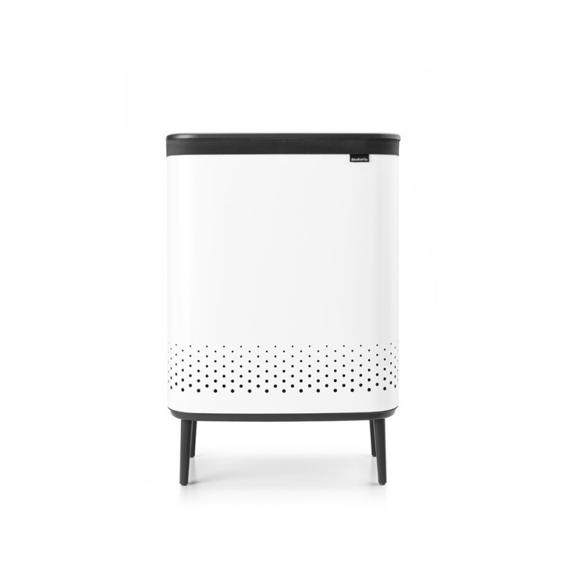 Cos de rufe Brabantia Bo 1004176, 2x45 L, Umplere fara deschidere, Orificii aerisire, Picioare reglabile, Alb