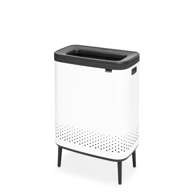 Cos de rufe Brabantia Bo 1004176, 2x45 L, Umplere fara deschidere, Orificii aerisire, Picioare reglabile, Alb