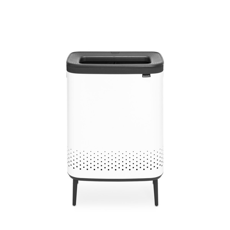 Cos de rufe Brabantia Bo 1004176, 2x45 L, Umplere fara deschidere, Orificii aerisire, Picioare reglabile, Alb