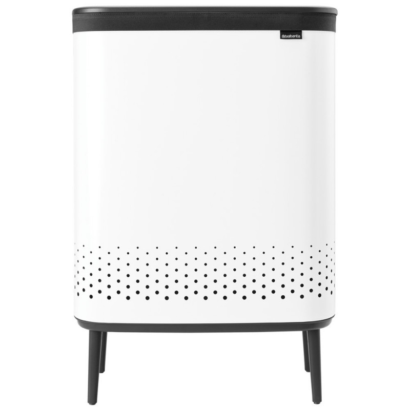 Cos de rufe Brabantia Bo 1004176, 2x45 L, Umplere fara deschidere, Orificii aerisire, Picioare reglabile, Alb