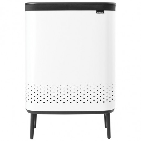 Cos de rufe Brabantia Bo 1004176, 2x45 L, Umplere fara deschidere, Orificii aerisire, Picioare reglabile, Alb