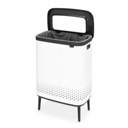 Cos de rufe Brabantia Bo 1004176, 2x45 L, Umplere fara deschidere, Orificii aerisire, Picioare reglabile, Alb