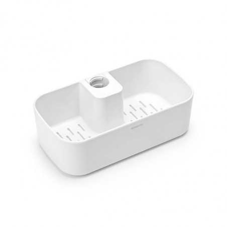 Organizator de duș Brabantia ReNew 1004187, 7.5x13.3x24.4 cm, Fund cu găuri de apă, Rezistent la coroziune, Alb