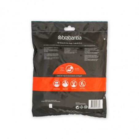 Saci de gunoi Brabantia PerfectFit NewIcon N 1005489, dimensiune W, 5 L, 40 buc, Alb