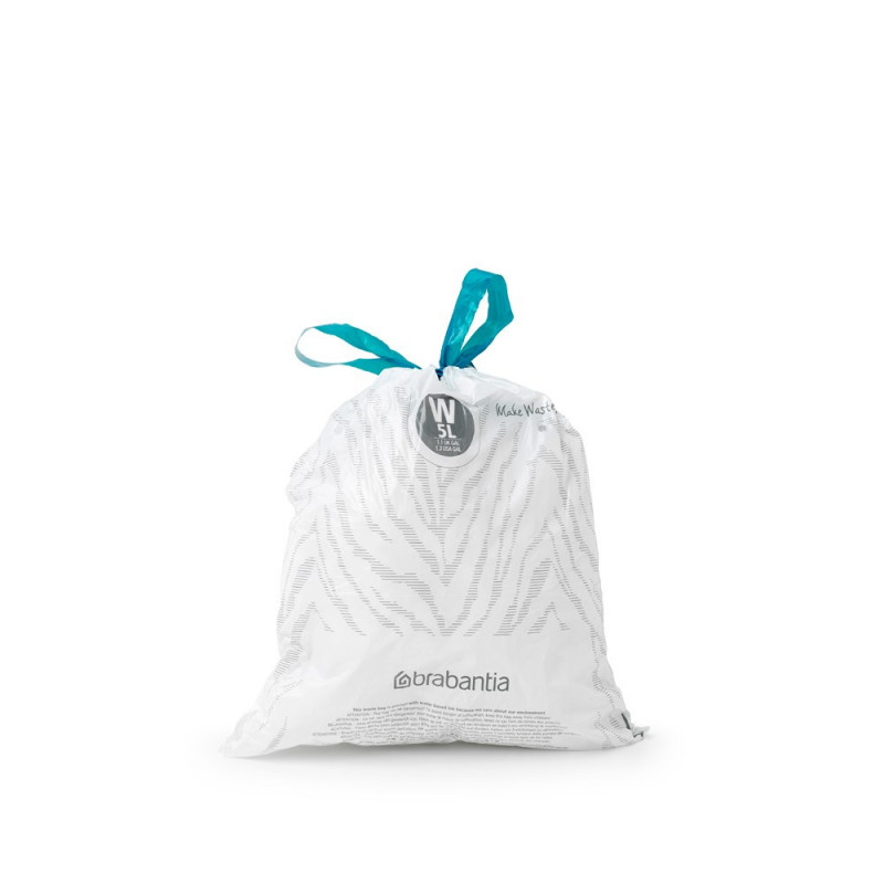 Saci de gunoi Brabantia PerfectFit NewIcon N 1005489, dimensiune W, 5 L, 40 buc, Alb