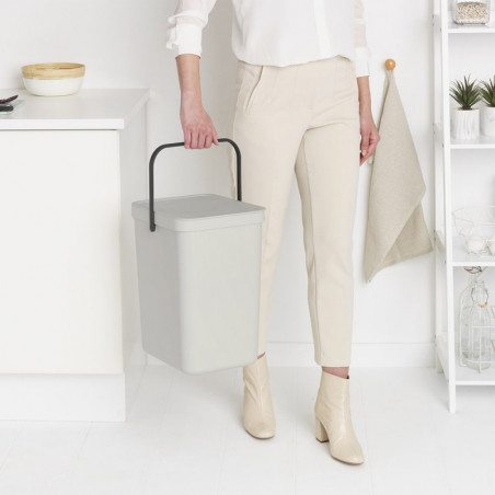 Brabantia Coș de colectare selectivă a deșeurilor Sort&Go 1005521, 25 l, Mâner, Montabil pe perete, Gri deschis