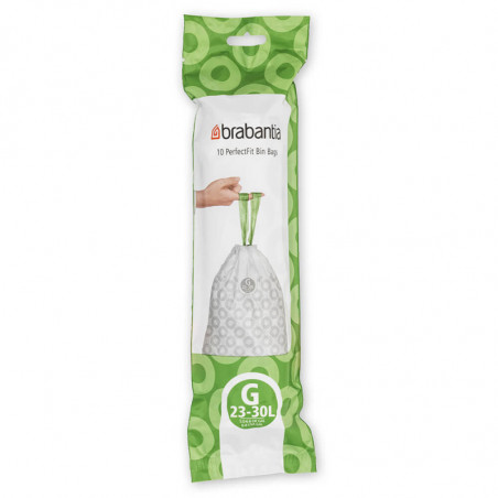 Saci de gunoi Brabantia PerfectFit NewIcon/Touch 1005570, Marimea G, 23-30 L, 10 buc, Alb