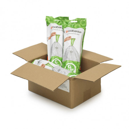 Saci de gunoi Brabantia PerfectFit NewIcon/Touch 1005571, Marimea G, 23-30 L, 120 buc, Alb