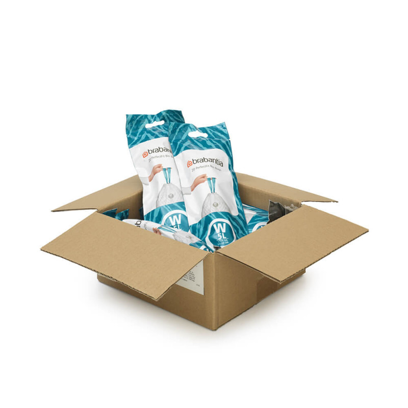 Saci de gunoi Brabantia PerfectFit NewIcon N 1005580, dimensiune W, 5 L, 200 buc, Alb
