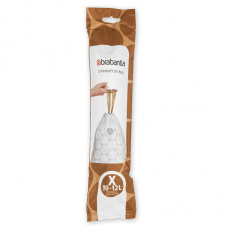 Saci de gunoi Brabantia PerfectFit NewIcon/Bo 1005581, Dimensiune X, 10-12 L, 10 buc, Alb